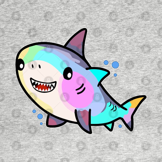 Happy smiling baby shark with bubbles. Kawaii cartoon by SPJE Illustration Photography